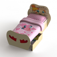 Детская кровать с двумя выкатными ящиками Буратино, МДФ